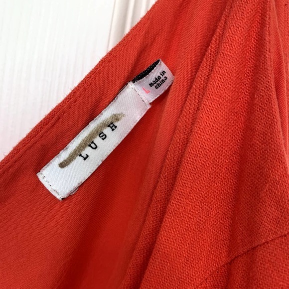 Lush Orange Billie Button Front Mini Wrap Dress Size Large - Picture 2 of 4